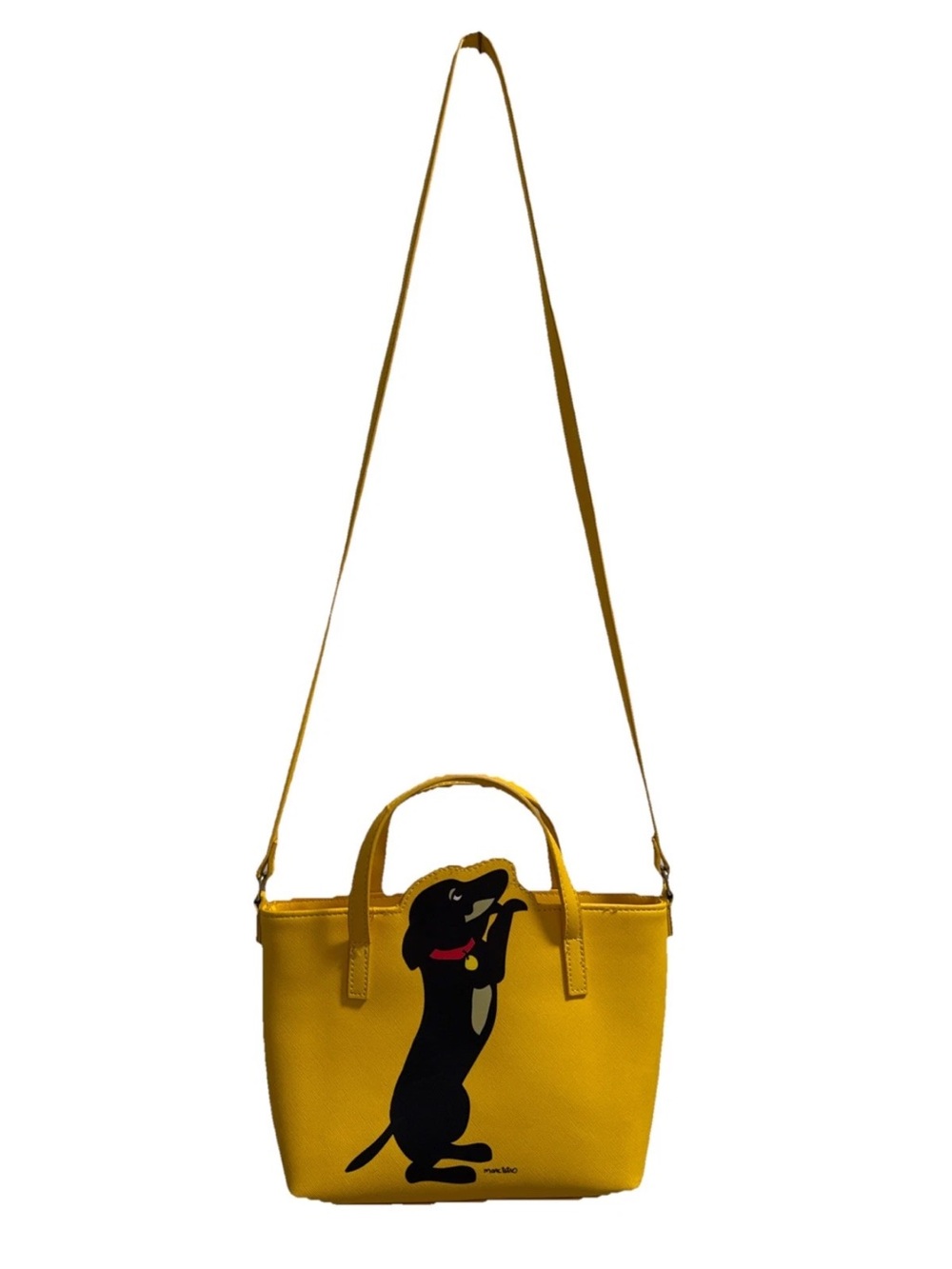 Yellow Dog-Print Crossbody Bag with Top Handles - Women